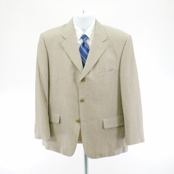 Material London Marzotto Linen Blend Blazer 40R 3 Button Sand Tan‎ / Beige - Picture 4 of 14